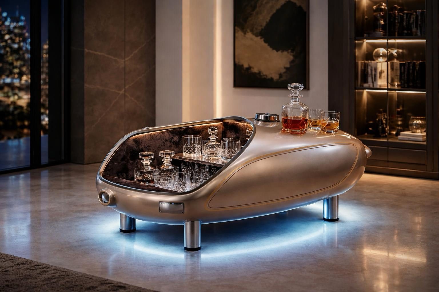 TANKONE versione discreta, senza lettering — champagne, aperto, di sera